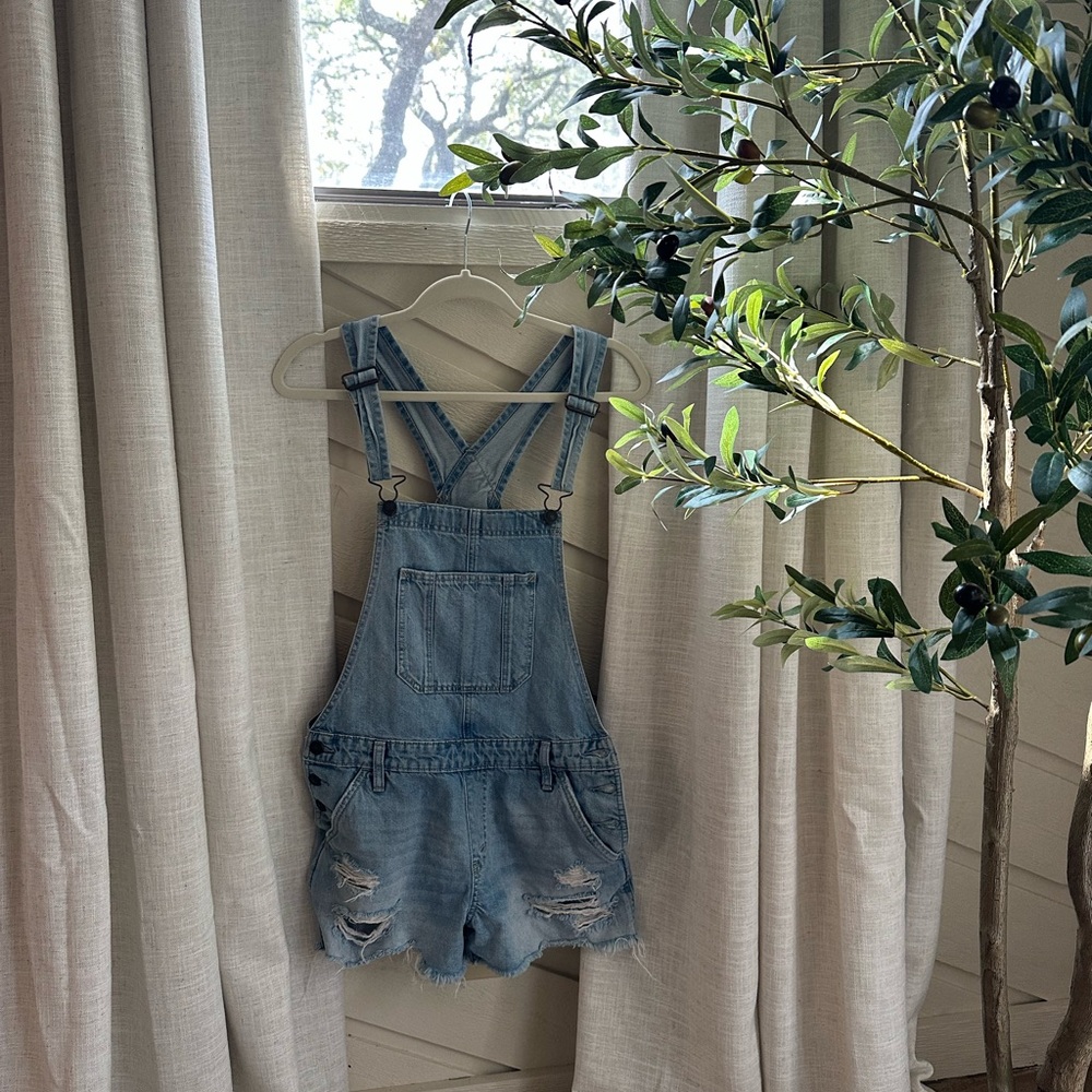 Abercrombie & Fitch Denim Distressed Overalls